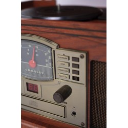 Crosley CR42D-PA Lancaster - Tocadiscos de 3 velocidades con radio,  reproductor de CD/cassette, entrada auxiliar y Bluetooth, pimentón