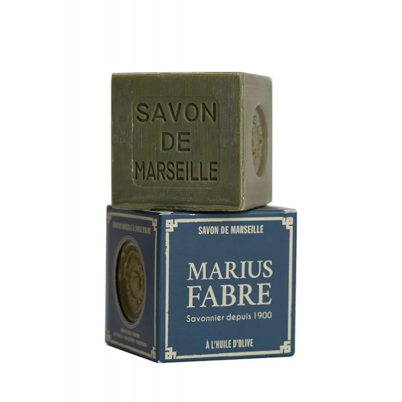 Marius Fabre 400 g cardboard boxed green cube of extra pure Marseille soap with 72% olive oil