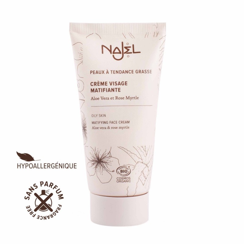 Organic mattifying face cream for oily and acne prone skin 50 ml - Crème matifiante - Najel Organic mattifying face cream for oily and acne prone skin 50 ml - Crème matifiante - Najel
