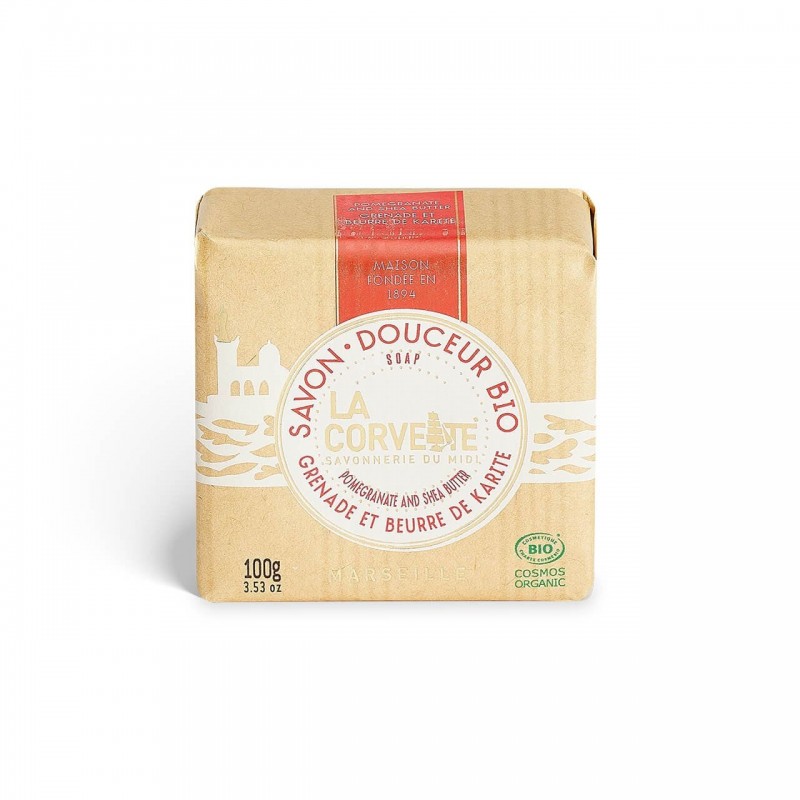 Pomegranate organic certified Marseille soap 100 g La Corvette Pomegranate organic certified Marseille soap 100 g La Corvette