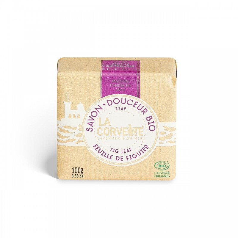 Fig leaf organic certified Marseille soap 100 g La Corvette Fig leaf organic certified Marseille soap 100 g La Corvette