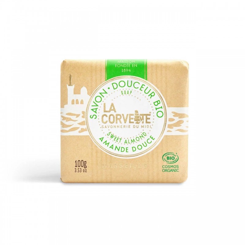 Sweet almond organic certified Marseille soap 100 g La Corvette