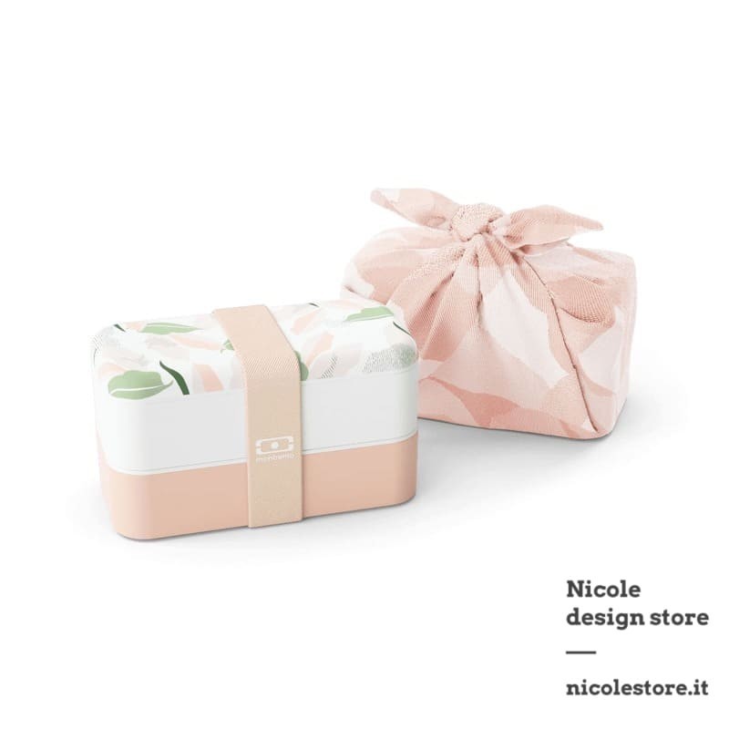 Monbento set MB Original graphic Leaves e MB Furoshiki rosa Dune Monbento set MB Original graphic Leaves e MB Furoshiki rosa Dune