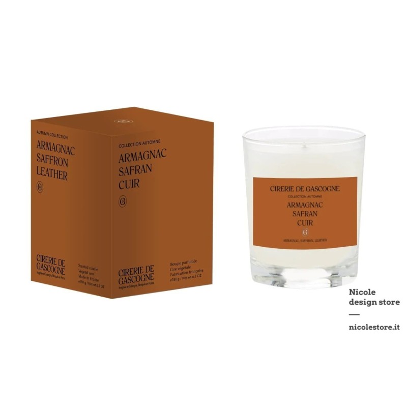 Armagnac saffron leather candle Cirerie de Gascogne