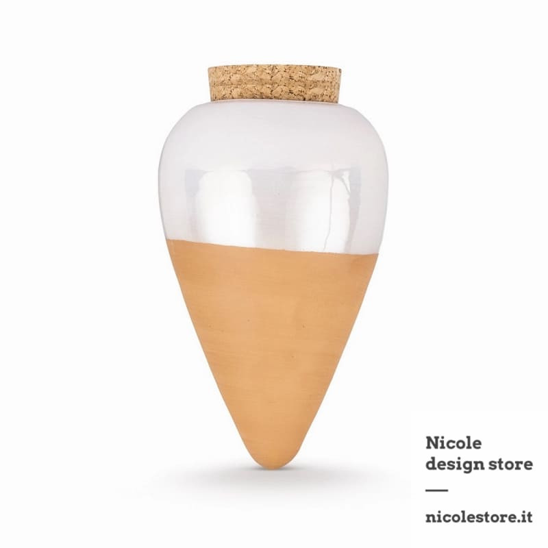 olla glazed pearl white terracotta sprinkler selezione nicole