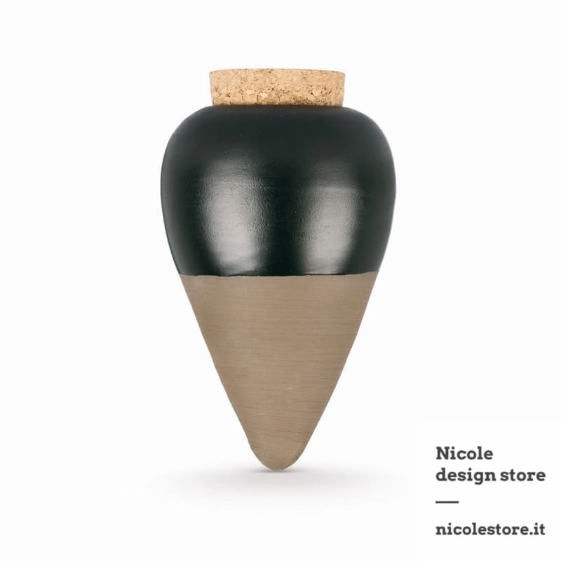 olla terracotta bruna smaltata nero pece irrigatore selezione nicole