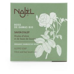 Aleppo soap with organic Damascus rose 100 g - Savon d'Alep à la rose de Damas bio - Najel