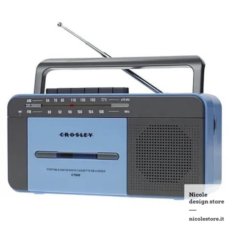 Crosley CT102 Cassette Player blue grey