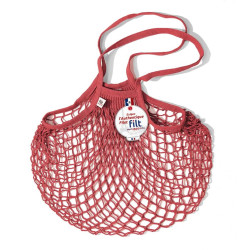 Filt 1860 brick red brique cotton mesh net shopping bag with shoulder handle