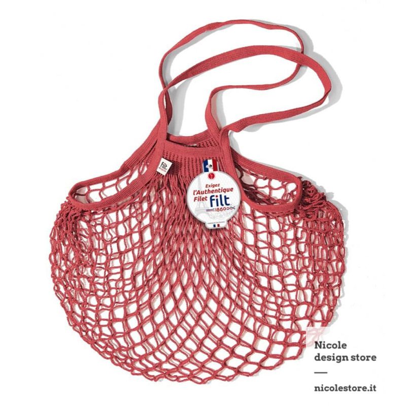 Borsa a rete in cotone con manico a spalla rosso mattone brique Filt 1860 Borsa a rete in cotone con manico a spalla rosso mattone brique Filt 1860