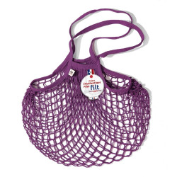 Filt 1860 byzantine violet cotton mesh net shopping bag with shoulder handle
