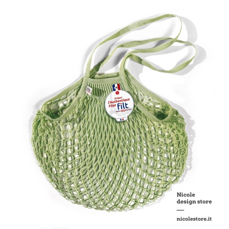 Filt 1860 pergola green cotton mesh net shopping bag with shoulder handle Filt 1860 pergola green cotton mesh net shopping bag with shoulder handle