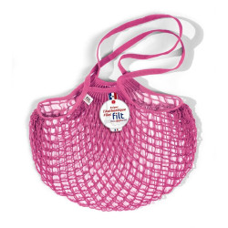 Filt 1860 rose sorbet pink cotton mesh net shopping bag with shoulder handle