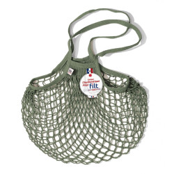 Filt 1860 scout green cotton mesh net shopping bag with shoulder handle