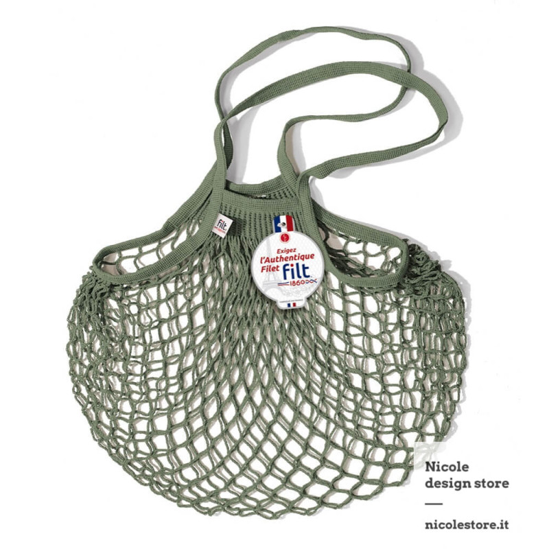 Filt 1860 scout green cotton mesh net shopping bag with shoulder handle Filt 1860 scout green cotton mesh net shopping bag with shoulder handle