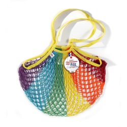 Filt 1860 rainbow cotton mesh net shopping bag with shoulder handle