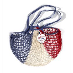 Borsa a rete in cotone con manico a spalla blu bianco rosso bleu blanc rouge Filet Filt 1860