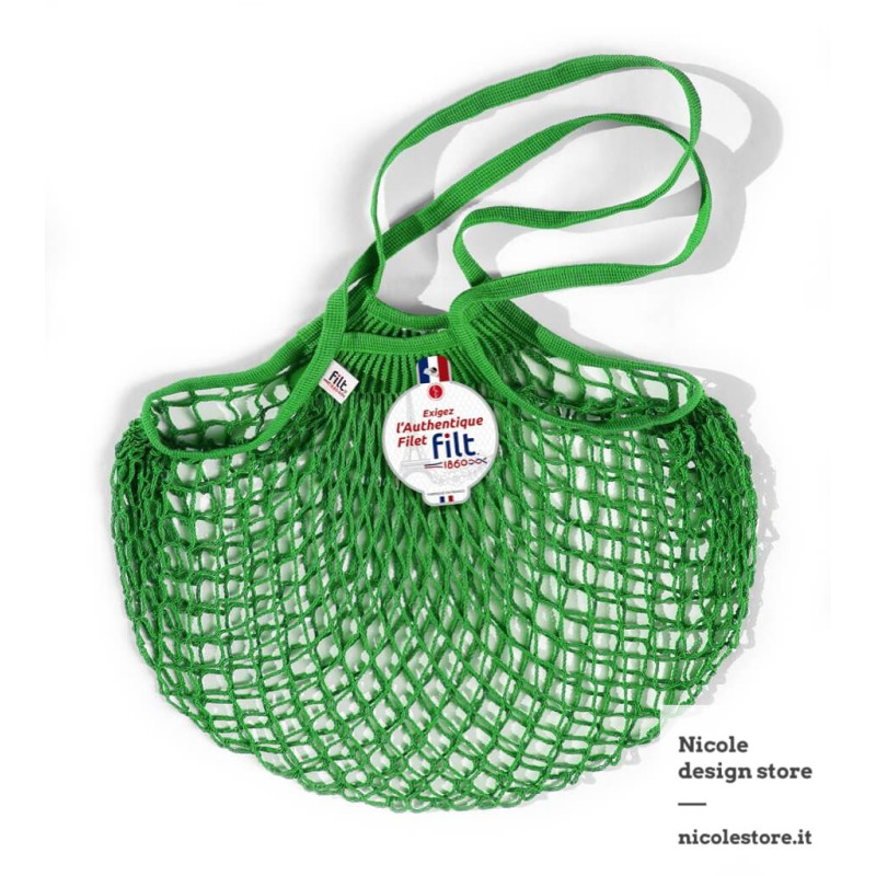 Filt 1860 lettuce green vert laitue cotton mesh net shopping bag with shoulder handle
