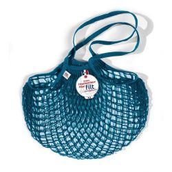 Filt 1860 aquarius blue cotton mesh net shopping bag with shoulder handle