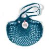 Filt 1860 aquarius blue cotton mesh net shopping bag with shoulder handle