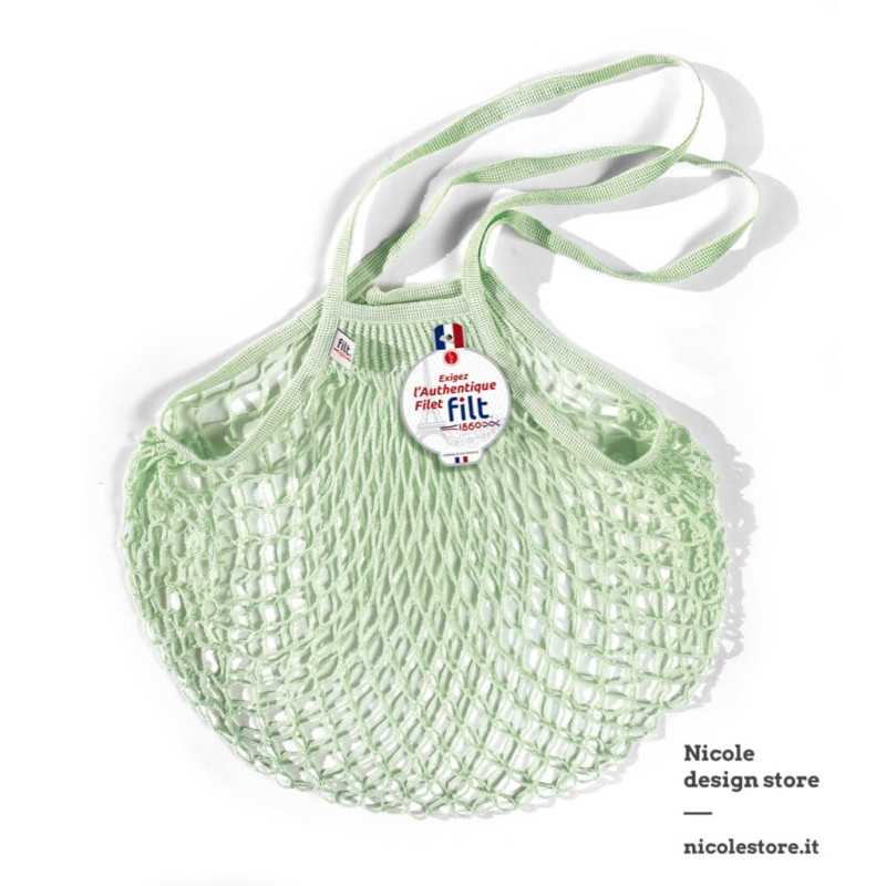 Borsa a rete in cotone con manico a spalla menta elixir Filet Filt 1860