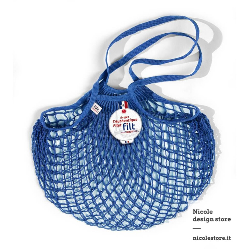 Borsa a rete in cotone con manico a spalla blu bleu Matisse Filet Filt 1860 Borsa a rete in cotone con manico a spalla blu bleu Matisse Filet Filt 1860