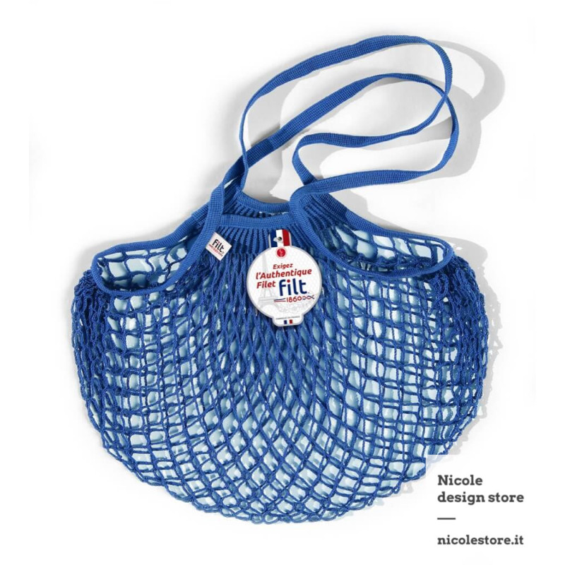 Filt 1860 Matisse blue cotton cotton mesh net shopping bag with shoulder handle