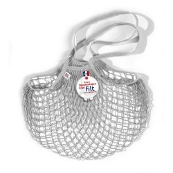 Filt 1860 gris pluie rain grey cotton mesh net shopping bag with shoulder handle