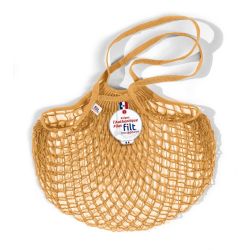 Filt 1860 jaune gold yellow cotton mesh net shopping bag with shoulder handle