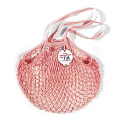 Filt 1860 rose layette pink cotton mesh net shopping bag with shoulder handle