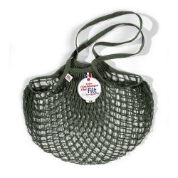 Filt 1860 kaki green cotton mesh net shopping bag with shoulder handle