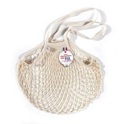 Filt 1860 ecru white organic cotton mesh net shopping bag with shoulder handle