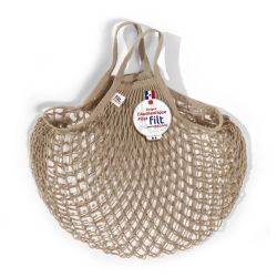 Borsa a rete in cotone con manico a mano beige mastic Filet Filt 1860