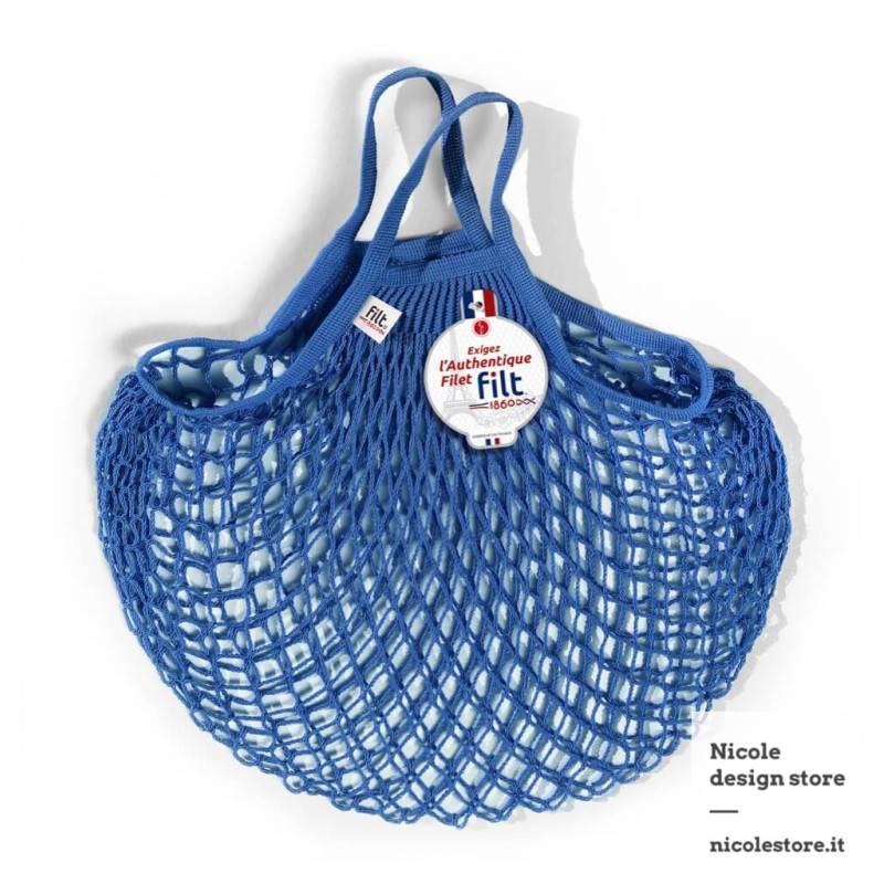 Borsa a rete in cotone con manico a mano bleu matisse Filet Filt 1860 Borsa a rete in cotone con manico a mano bleu matisse Filet Filt 1860