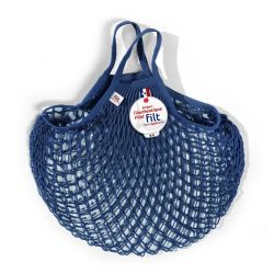 Borsa a rete in cotone con manico a mano blu inchiostro bleu ink Filet Filt 1860