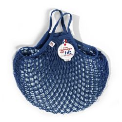 Filt 1860 bleu ink blue cotton mesh net shopping bag with handle
