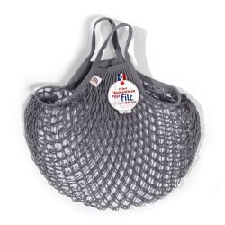 Borsa a rete in cotone con manico a mano grigio piombo gris lead Filet Filt 1860