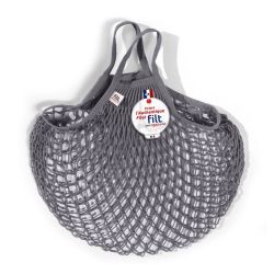 Filt 1860 gris lead grey cotton mesh net shopping bag with handle